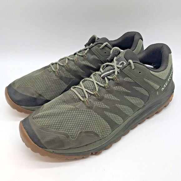 Merrell Nova 2 Trail Running Shoe J035567 Men's 14 Olive Vibram Sole Low Lace Up - Picture 3 of 13